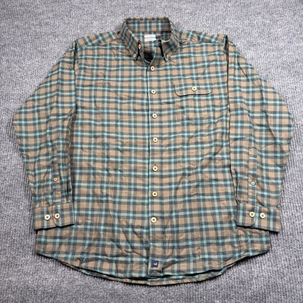 Southern Marsh Shirt Men's L Plaid Button Down Brown Flannel Casual Office